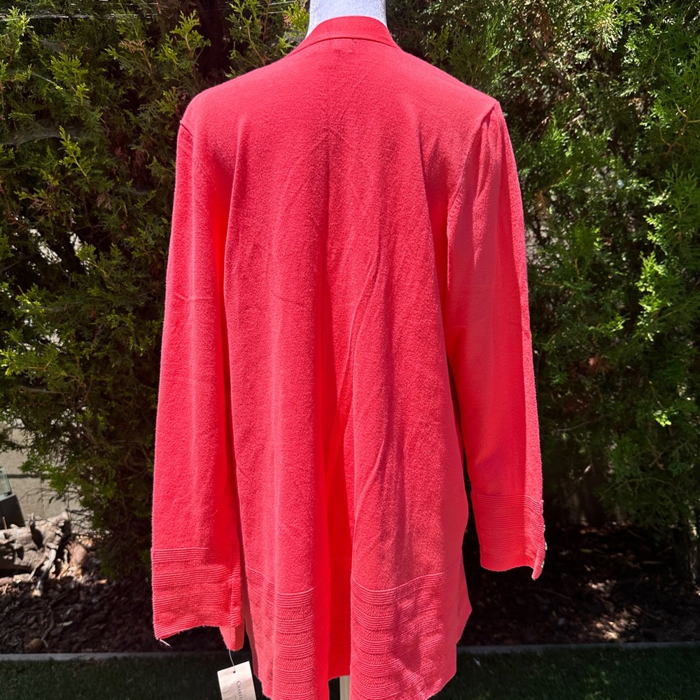 NWT Charter Club Coral/Pink Lightweight Sweater/Cardigan 1X - Picture 10 of 10